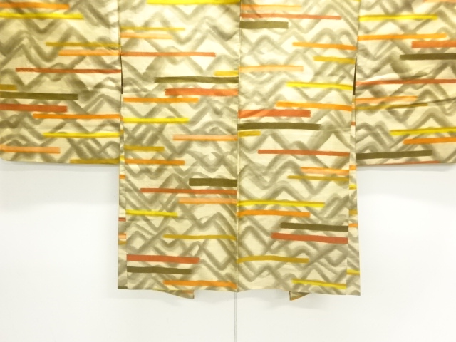 JAPANESE KIMONO / ANTIQUE HAORI / SILK / MEISEN / WOVEN ABSTRACT